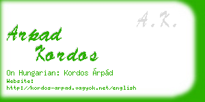 arpad kordos business card