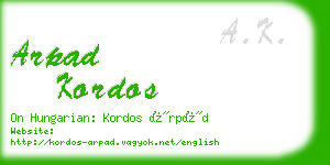 arpad kordos business card